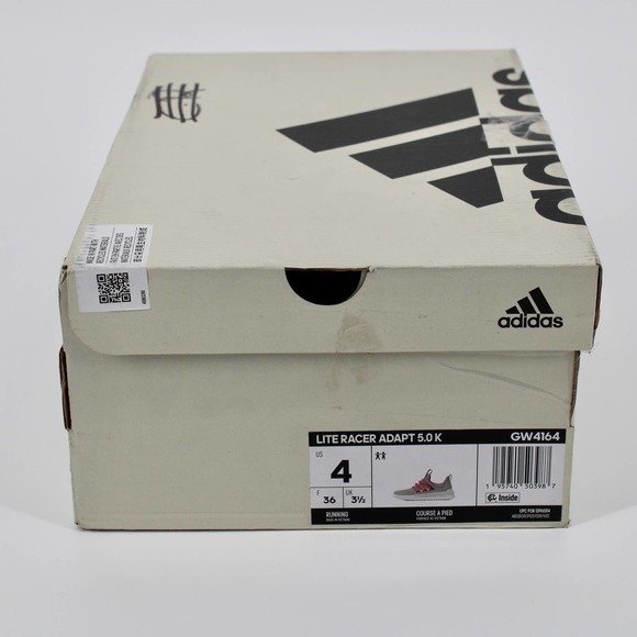 Adidas Lite Racer Adapt 5.0 Shoes Kids Size 4 in Pink/Grey NEW - Picture 8 of 8